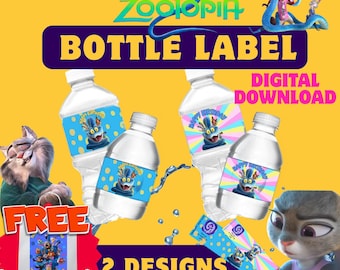 Etiquetas para botellas de agua de Zootopia 2, temática de Gary (descarga digital)
