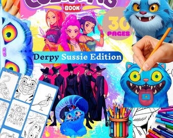anime Coloring Book, K-Pop Demon Theme (PDF)