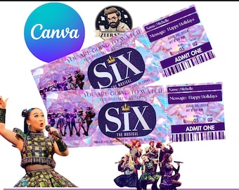 Editable SIX The Musical Ticket, Keepsake Souvenir (Canva)