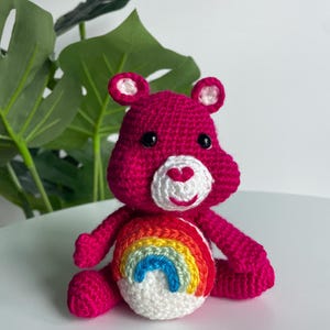 Handmade Crochet Care Bear Plush: 14cm Amigurumi Doll