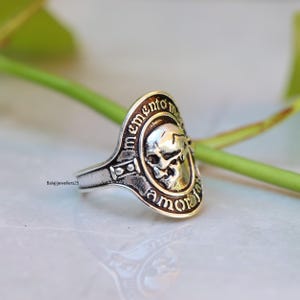 Anillo de calavera Memento Mori, anillo gótico de plata de ley maciza para hombre imagen 10