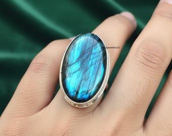 Labradorite Statement Ring, 925 Sterling Silver, Handmade Jewelry