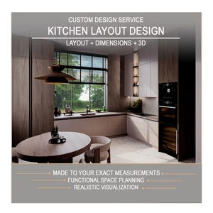 Kitchen Layout & Interior Design | 3D Visualization + Dimensions Plan