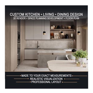 Visualizzazione 3D personalizzata di cucine e soggiorni / Design d'interni moderno / Rendering realistici