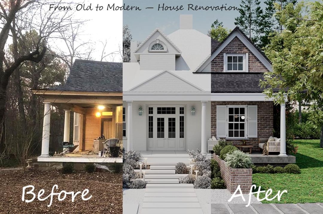 Custom 3D Exterior Remodel Visualization | Before/after House Facade ...