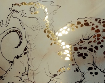 BASILISK: Dnd Monster Gold Foil Prints (11x14")