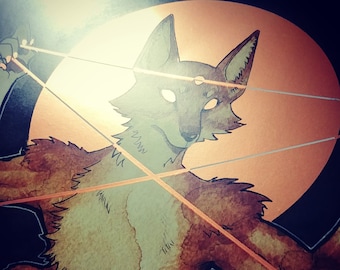 Trickster- Copper Foil Fox Print