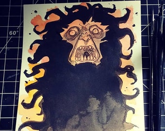 Watercolor Cryptids: Original Matted 5x7" in 8x10" Mats