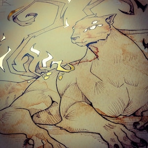 DISPLACER BEAST: DnD Monster Goldfolien Druck (28 cm x 35 cm)