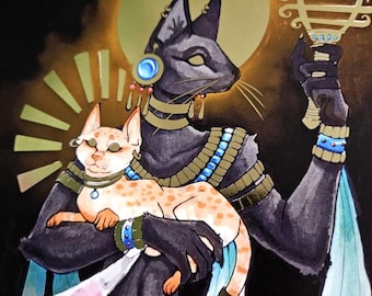 Bast, Cat Goddess Gold Foil Poster: 11x17