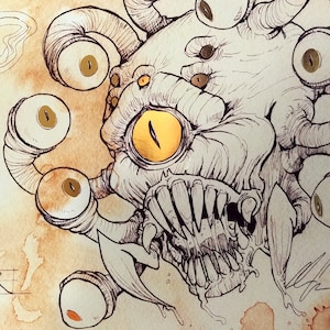 BEHOLDER: DnD Monster Gold Foil Prints (11x14&quot;)