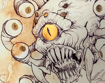 BEHOLDER: DnD Monster Gold Foil Prints (11x14")