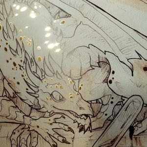 PSEUDO DRAGON: DnD Monster Gold Foil Prints (11x14&quot;)