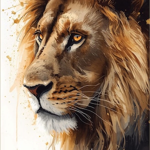 Lion Portrait | Digital Art Print, Wall Art, AI Generated, AI Art, Digital Download, Home Decor, Printable