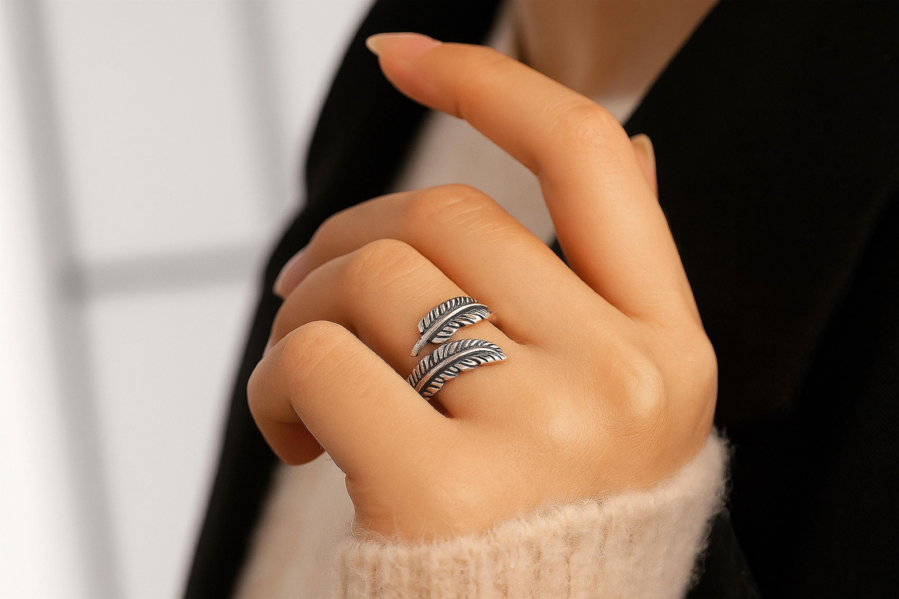 Feather Ring Thumb Rings Pandora 925 Sterling Silver Bright