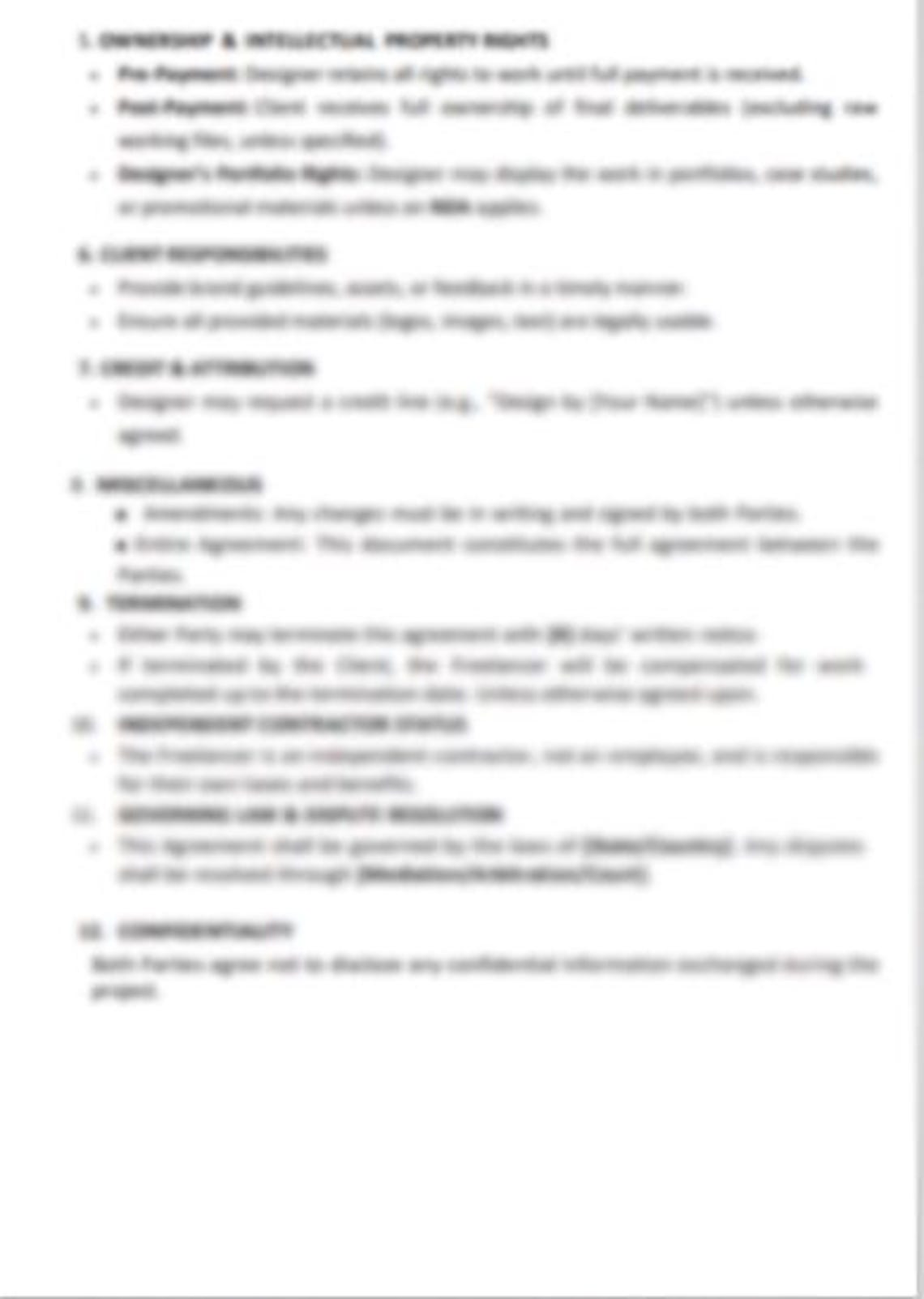 Freelance Designer Contract Template | Editable DOCX/PDF | Protect Your ...