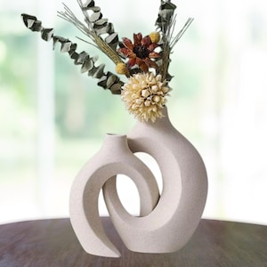 White Ceramic Vase Set – Stylish Modern Home Decor for Living Room & TV Stand