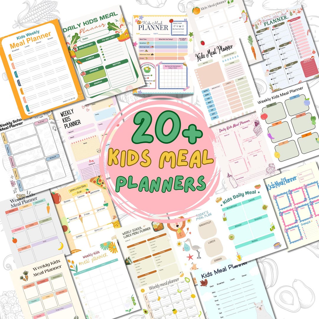 Kids Meal Planner, Visual Healthy Eating Menu for Kids and Toddlers ...