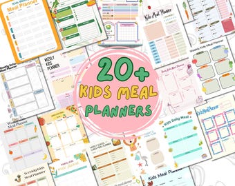 Kids Meal Planner, Visual Healthy Eating Menu for Kids and Toddlers Weekly and Daily Printable Digital.