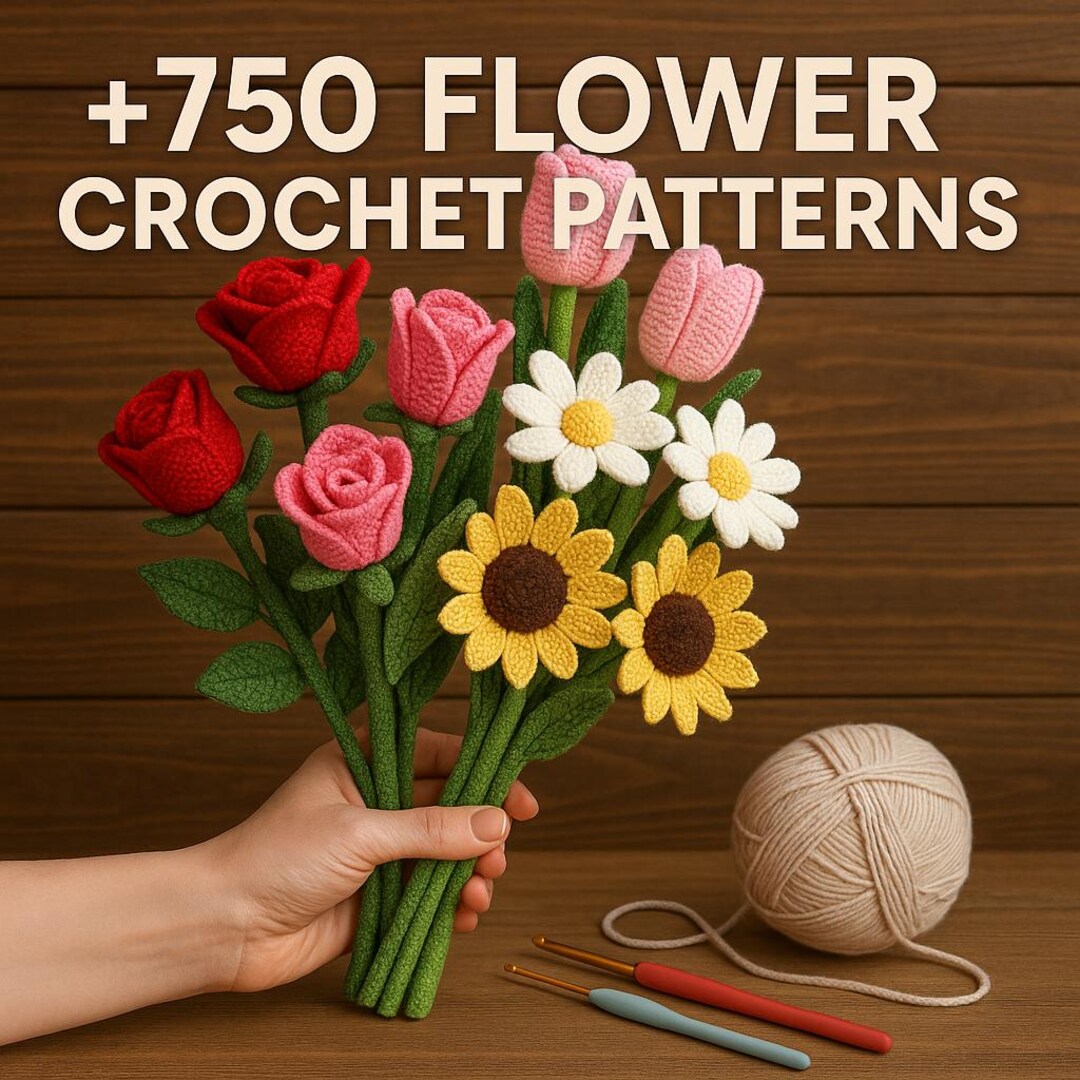 12 Ebook Wedding Flower Pattern Bundle Bouquet Crochet Floral Lily Rose ...