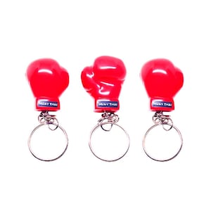 Muay Thai Glove Keychain Set (3 pcs) – Resin Boxing Glove Key Ring, Thai Boxing Souvenir, Gym Bag Charm, Team Gifts, Party Favors