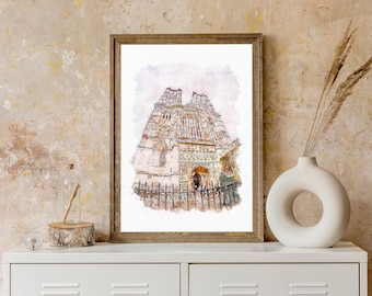 Westminster Abbey, London Watercolour Art Print | London Wall Art | Home Decor Print | London Westminster Abbey Painting | Royal Family Art