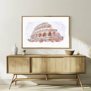 Rome Colosseum Watercolour Art Print. Italy Wall Art. Home Decor. Italy Painting. Rome Wall Art. Rome Poster. Rome Print. Historic Rome.