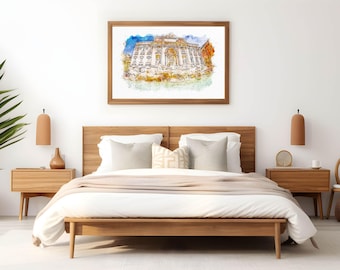Rome Trevi Fountain Watercolour Art Print. Italy Wall Art. Home Decor. Italy Painting. Rome Wall Art. Rome Poster. Rome Print.