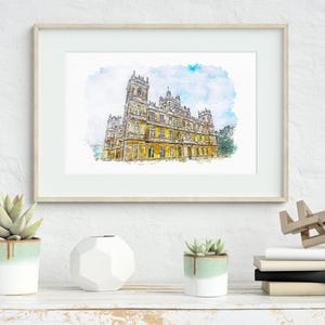 Highclere Castle Downton Abbey Watercolour Art Print | Downton Abbey Wall Art | Home Decor Print | Downton Abbey Painting