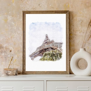 Paris Eiffel Tower Watercolour Art Print. Paris Wall Art. Home Decor. France Painting. Paris Wall Art. Paris Travel Poster. Paris Print.