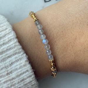 Boho Labradorite Handcrafted Bracelet - Handmade Stainless Steel Jewelry