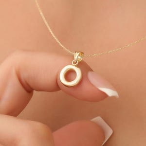 Solid 14K Gold O Initial Necklace – Bubble Alphabet Pendant, Custom Gold Jewelry, Luxury Gift Idea