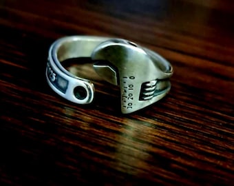 Sterling Silver Spanner Ring Wrench Ring Antique Ring Open Ring
