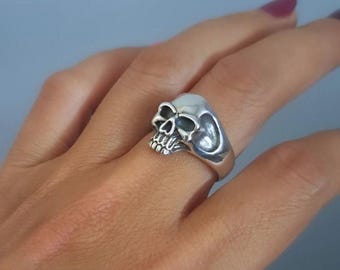 925 sterling silver skull style ring