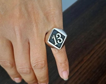 ハンドメイド 925 スターリングシルバー ラッキー 13 バイカー