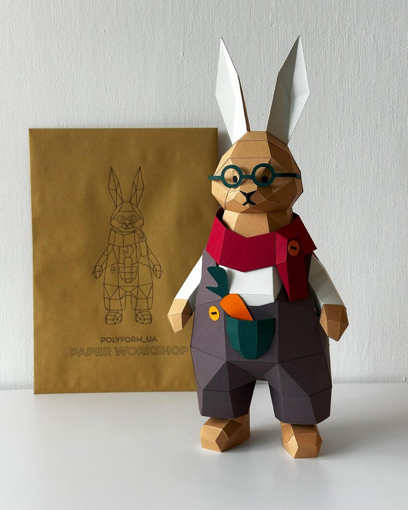 Dead Rabbit Papercraft Rabbit Gardener DIY Paper Sculpture Kit, Papercraft, Cardstock 3D Model ...