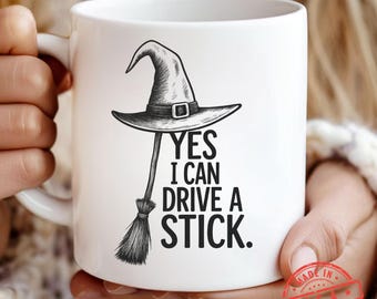 Mok ja, ik kan een stokje rijden, koffiekop grappige halloweenheks, mok spookachtige feest, leuk halloweencadeau, kopje thee