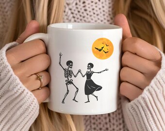 Dancing Skeletons Mug, Halloween Mug,Funny Halloween Couple Mug,Halloween Theme Funny, Skeleton Mug, Skeleton dancing mug, Fall Mug