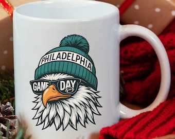 Philadelphia Game Day Eagle Mug, Football Lover Gift, Philly Fan Coffee Cup, Vintage Sports Ceramic Mug, Cool Eagle Game Day Mug