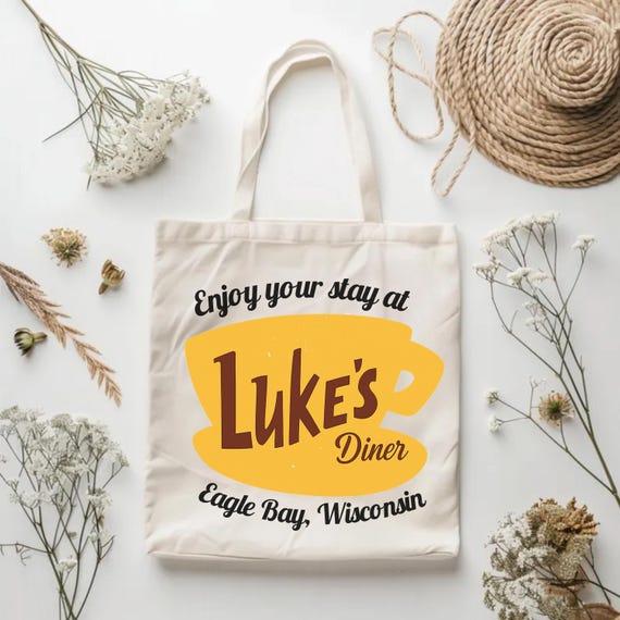 Luke's Diner Tote Bag, Stars Hollow Tote, Gilmore Girls Bag, Autumn Festival Tote, Coffee Lover Gift, Vintage Stars Hollow Tote Bag