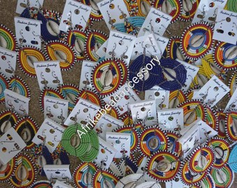 Kaurisnäcka Tribal Maasai Kvinnor Örhängen Partihandel Masai Örhängen Blandade Handgjorda Pärltillbehör