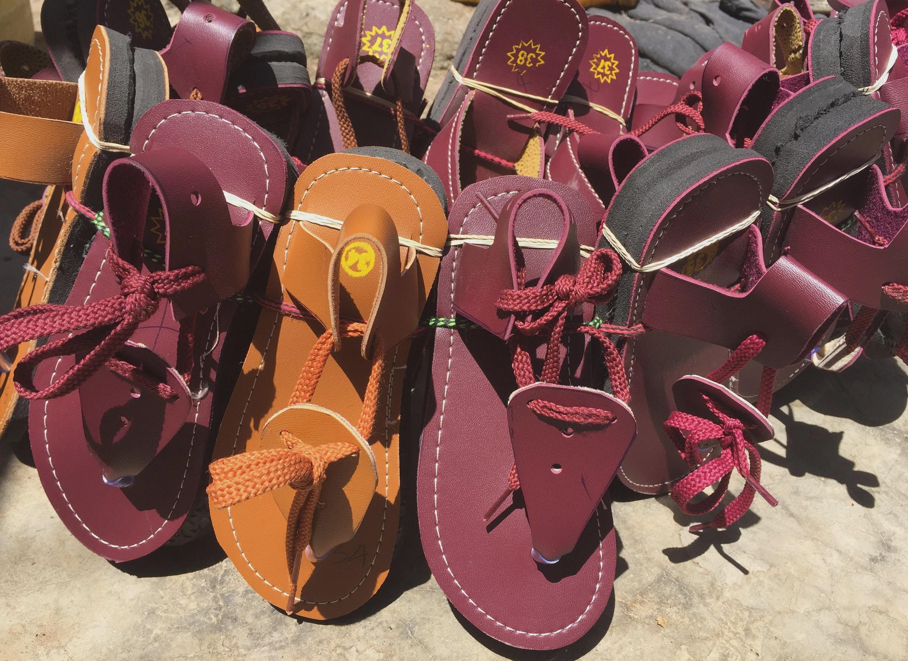 Female Sandals for Kids, Wholesale African Beaded Leather Shoe