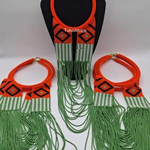 Traditionelle Perlen Statement Halskette, Handgefertigter Afrikanischer Schmuck, Bold Tribal Statement Set