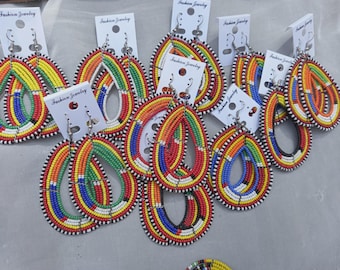 Blandade handgjorda pärlformade kauriörhängen grossist tribal maasai kvinnor accessoarer maasaiörhängen