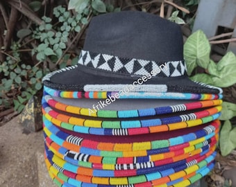 Wholesale Beaded African Fedora Hats Edge, Handmade Brim Fedora Unisex Summer Cowboy Caps