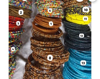 Handmade Kenyan Beaded Bracelets, Colorful Spring Bangles