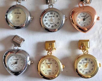 Y2K modular watch dial pendant,DIY silver heart watch dial pendant,gold heart pendant dial,modular watch bracelet,trendy gold watch gift