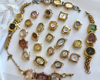 Vintage Style Gold Watch Faces, Retro Colorful Quartz Watch Blanks,DIY Handmade Watch Dials for Jewelry Craft Supplies,Heart Watch Dial Gift