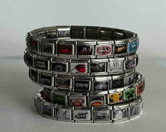 DIY Custom Album Cover Modular Bracelet, Italian Style Stainless Steel Interchangeable Bracelet, EDM Festival & Hip-Hop Personalized Jewelry