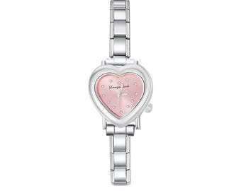 Trendy metal chain watch, niche red heart-shaped watch, detachable silver watch, niche student watch, high-end watch, Christmas gift